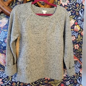 J. Crew grey marled sweater with metallic gold detail